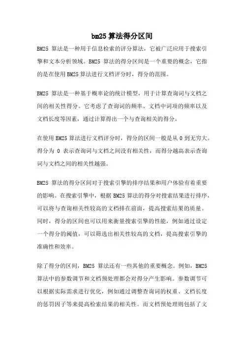 bm25算法得分区间
