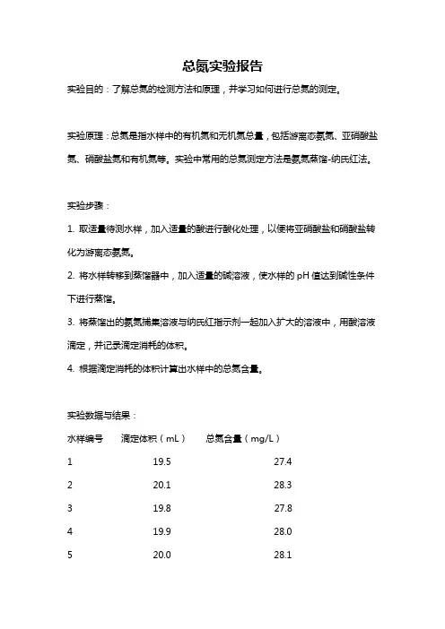 总氮实验报告