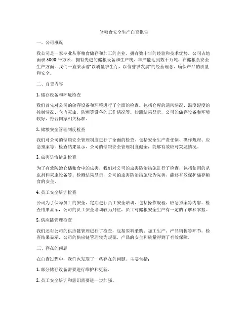 储粮食安全生产自查报告