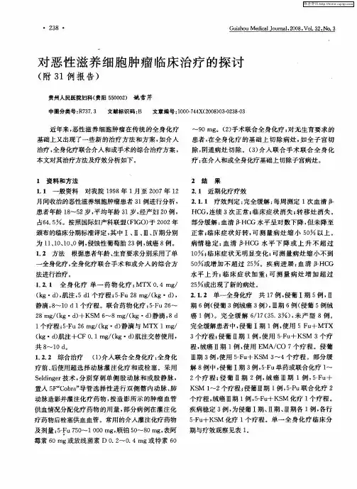 对恶性滋养细胞肿瘤临床治疗的探讨(附31例报告)