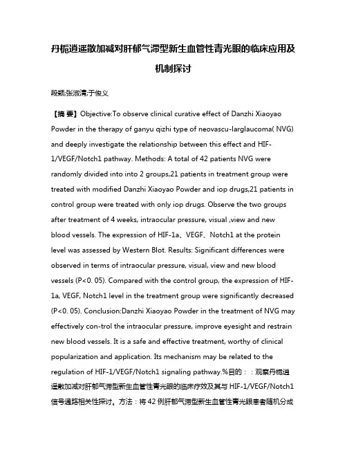 丹栀逍遥散加减对肝郁气滞型新生血管性青光眼的临床应用及机制探讨