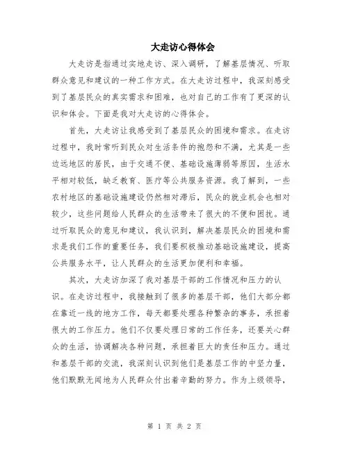 大走访心得体会