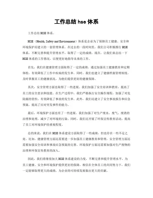 工作总结hse体系