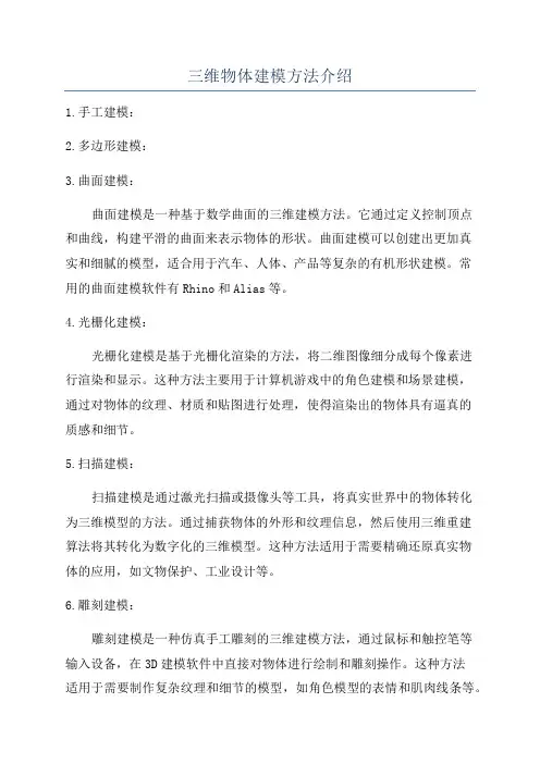 三维物体建模方法介绍
