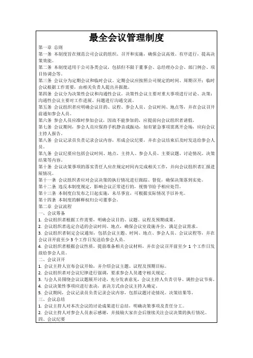 最全会议管理制度