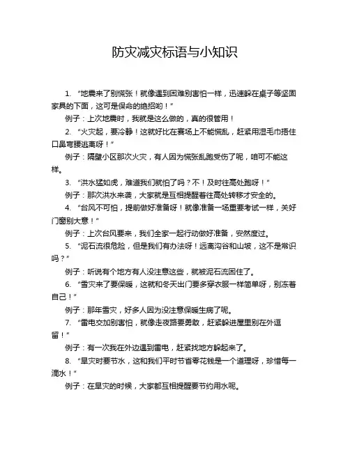防灾减灾标语与小知识