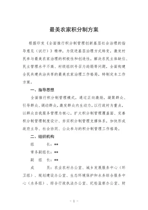 最美农家积分制方案