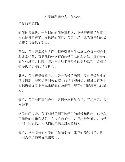 小学班班通个人工作总结