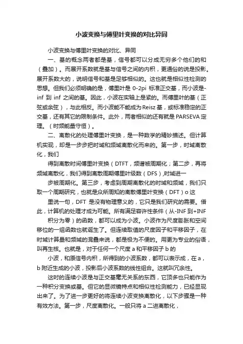 小波变换与傅里叶变换的对比异同