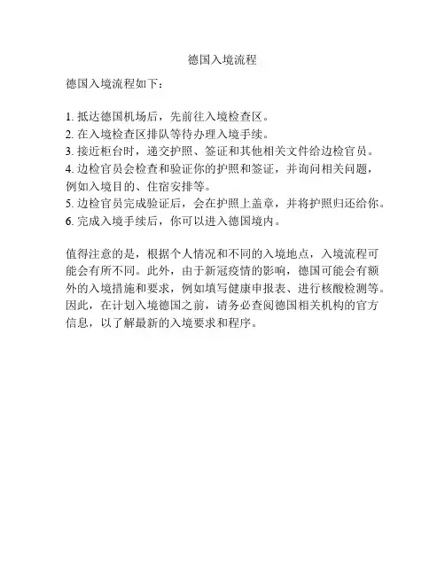 德国入境流程