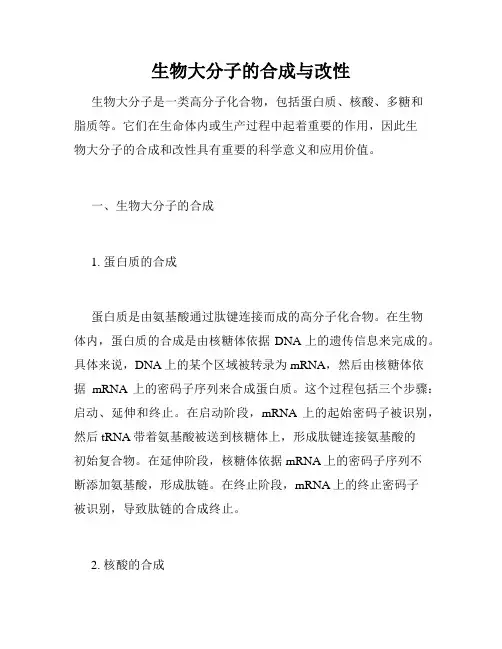 生物大分子的合成与改性