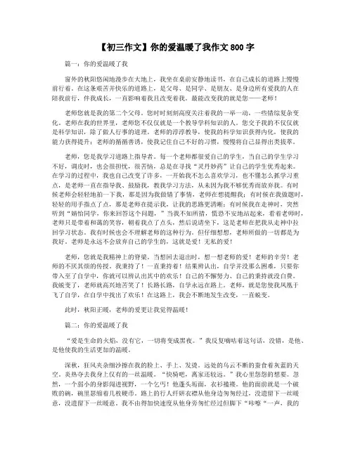【初三作文】你的爱温暖了我作文800字