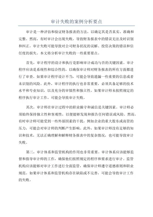 审计失败的案例分析要点