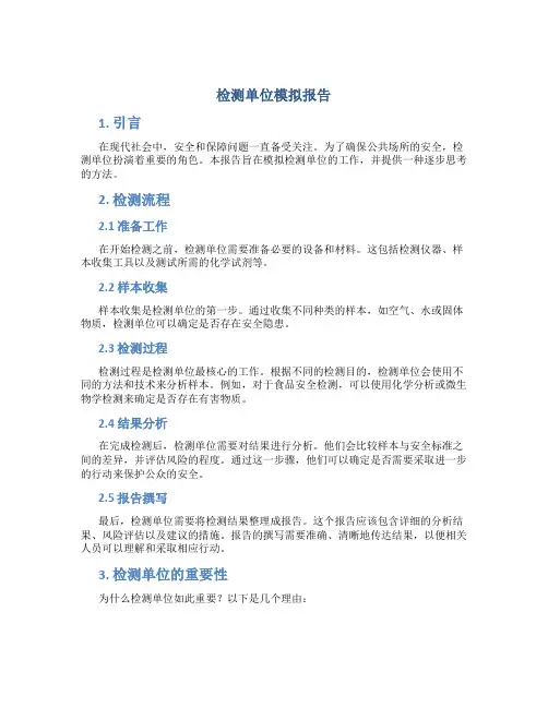 检测单位模拟报告