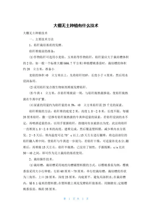 大棚无土种植有什么技术