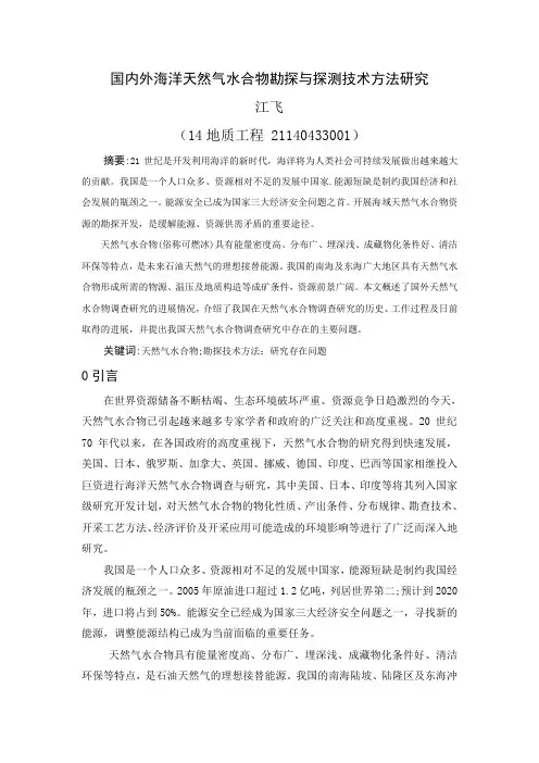 国内外海洋天然气水合物勘探与探测技术方法研究