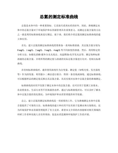 总氮的测定标准曲线