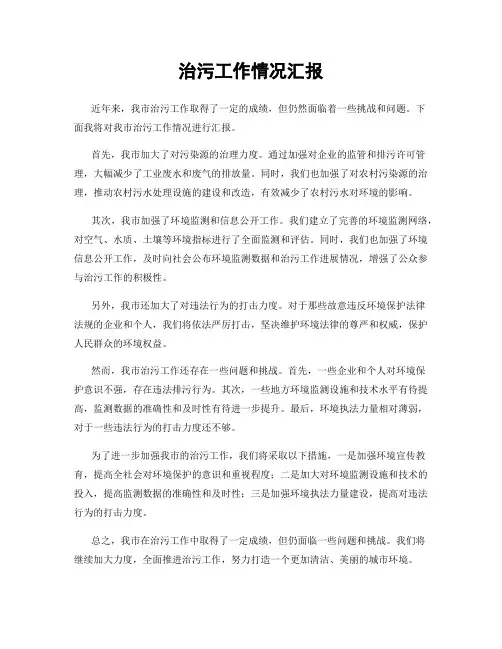 治污工作情况汇报