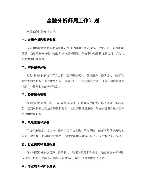 金融分析师周工作计划