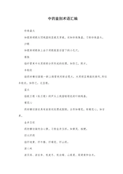 中药鉴别术语汇编