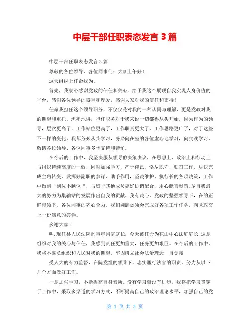 中层干部任职表态发言3篇