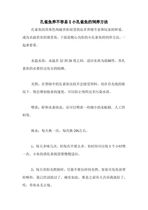 孔雀鱼养不容易X小孔雀鱼的饲养方法