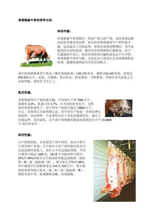 弗莱维赫牛种的育种目标