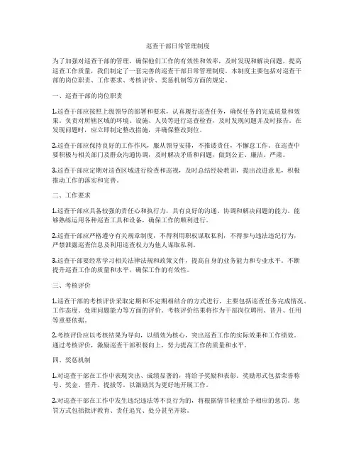 巡查干部日常管理制度