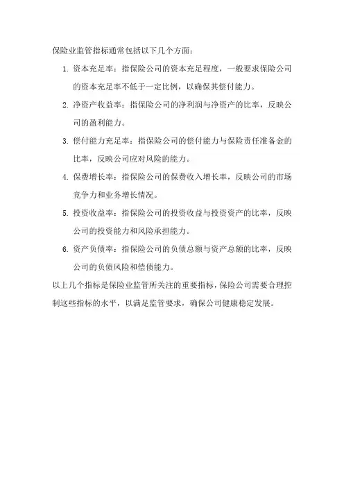 保险业监管指标