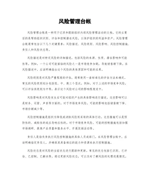 风险管理台帐