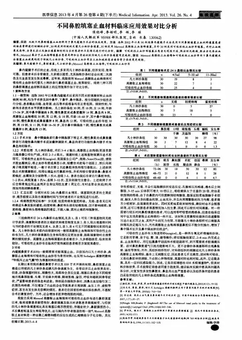 不同鼻腔填塞止血材料临床应用效果对比分析