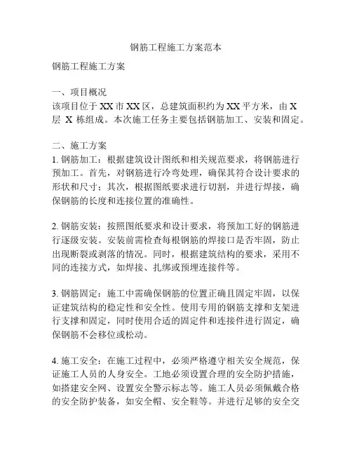 钢筋工程施工方案范本