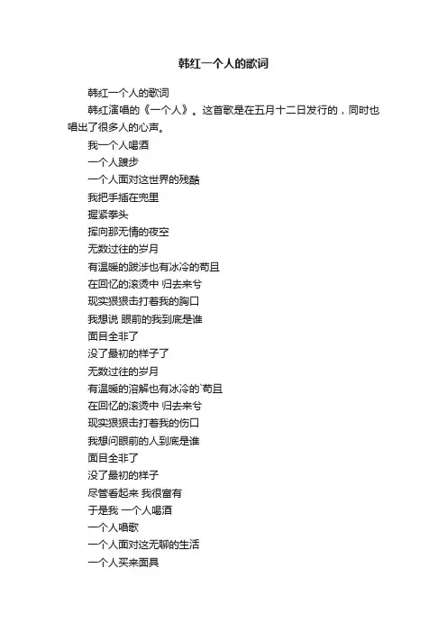 韩红一个人的歌词