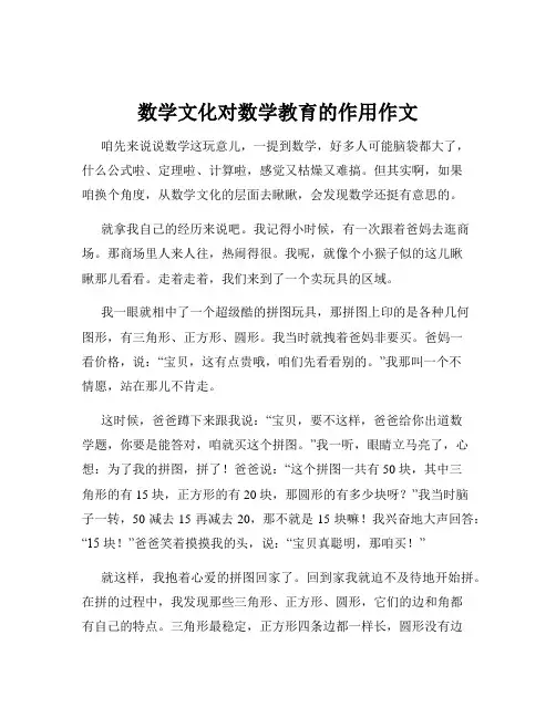 数学文化对数学教育的作用作文