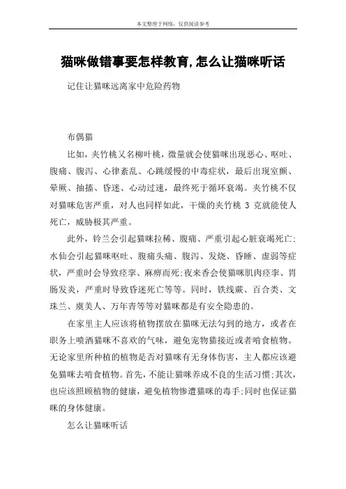 猫咪做错事要怎样教育,怎么让猫咪听话