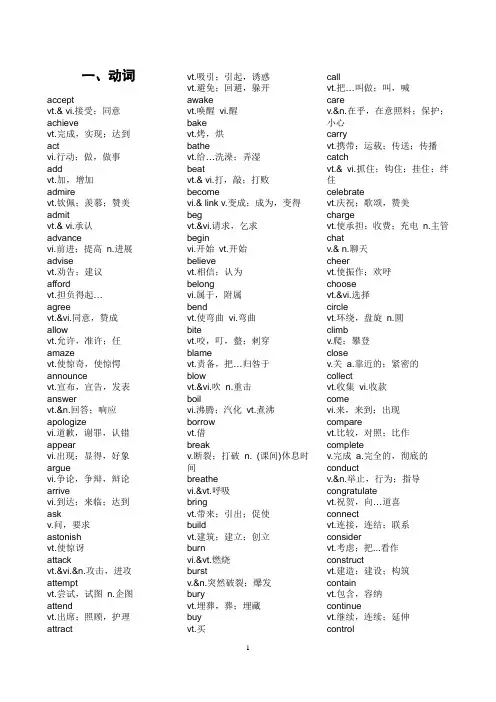 高中英语单词总结分类
