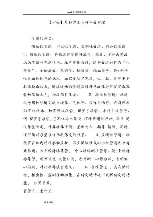【护士】外科常见各种导管_护理