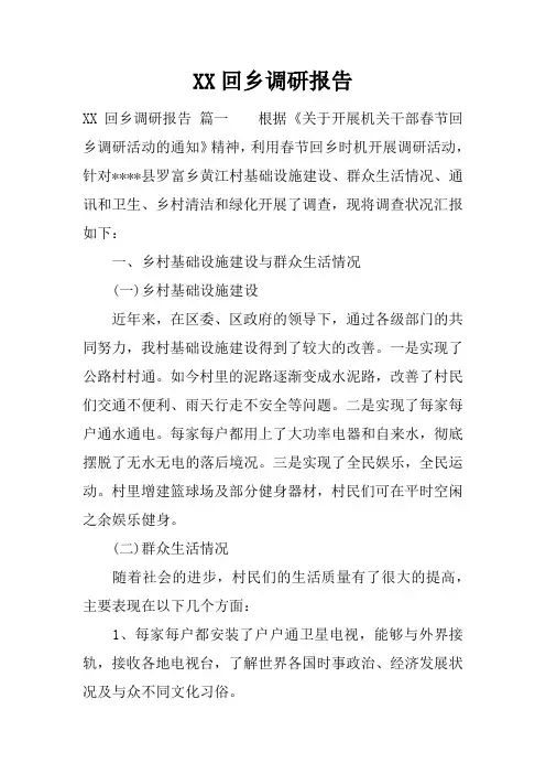 回乡调研报告