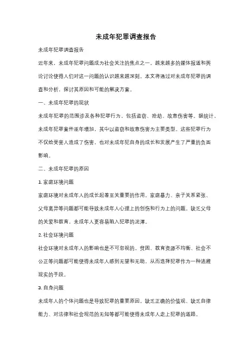 未成年犯罪调查报告
