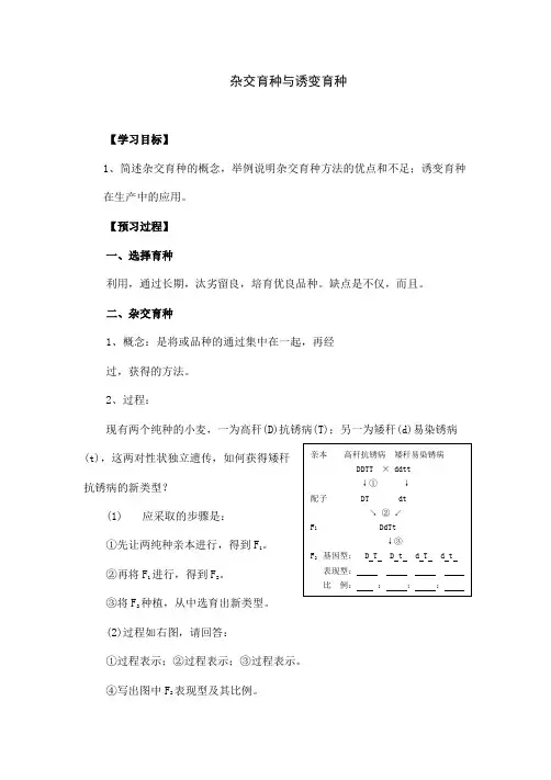 人教版高中生物必修二《杂交育种与诱变育种》教学设计(教案学案)