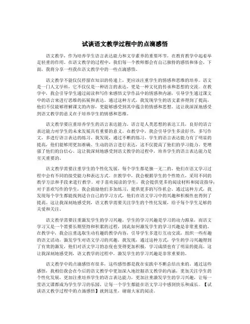 试谈语文教学过程中的点滴感悟