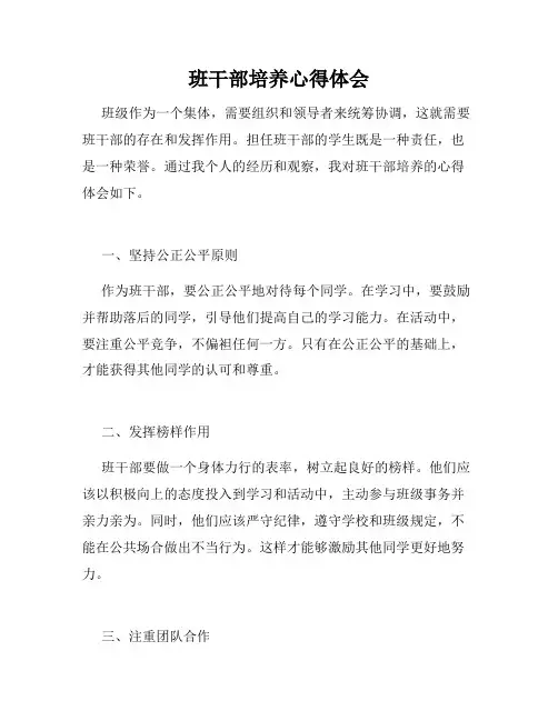 班干部培养心得体会