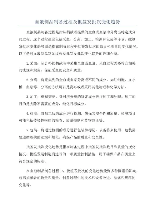 血液制品制备过程及批签发批次变化趋势