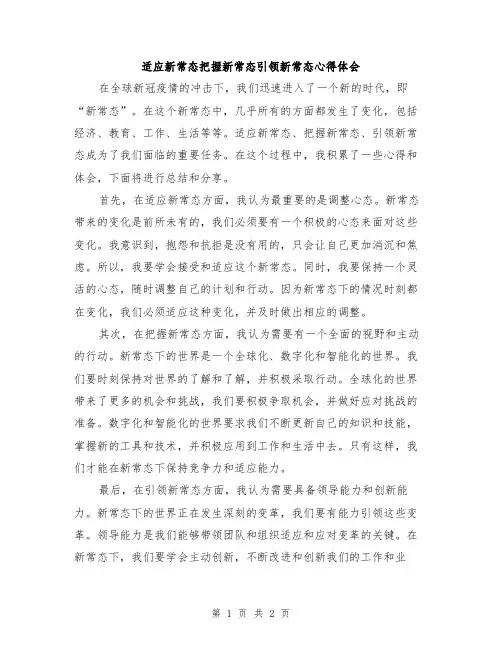 适应新常态把握新常态引领新常态心得体会