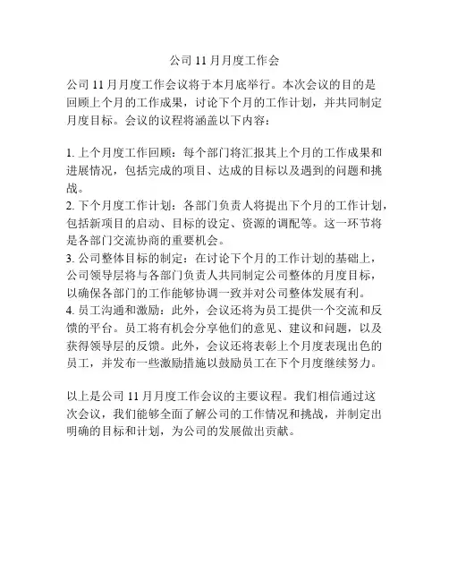 公司 11月月度工作会