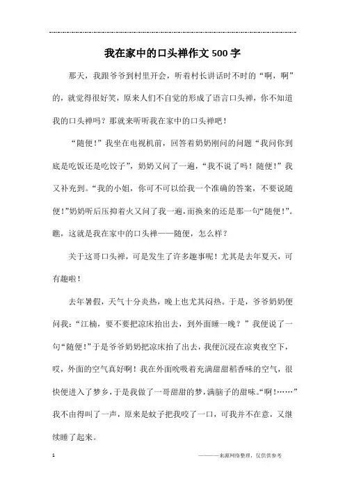 我在家中的口头禅作文500字