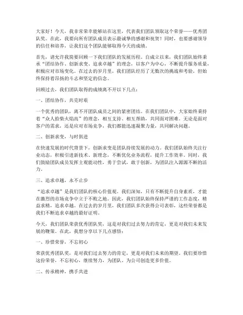 优秀团队_获奖感言