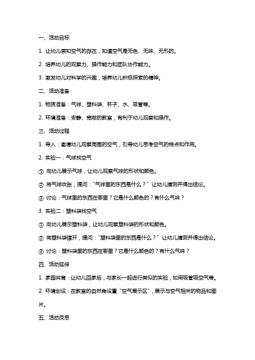 大班科学活动教案《找空气》