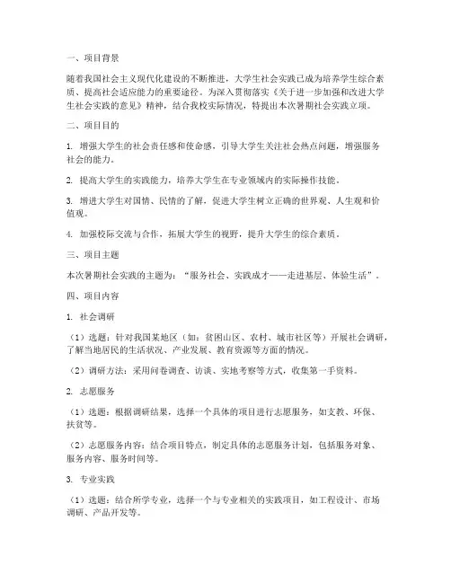 大一暑期社会实践立项