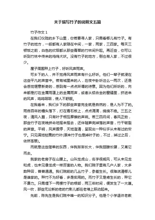 关于描写竹子的说明文五篇